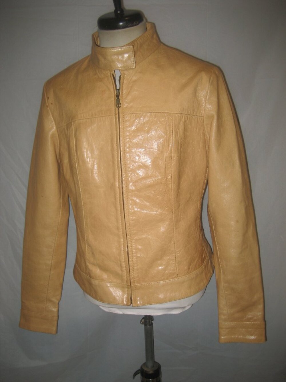 Women's AMERICAN BASE New York BROWN LEATHER CAFE JACKET XL